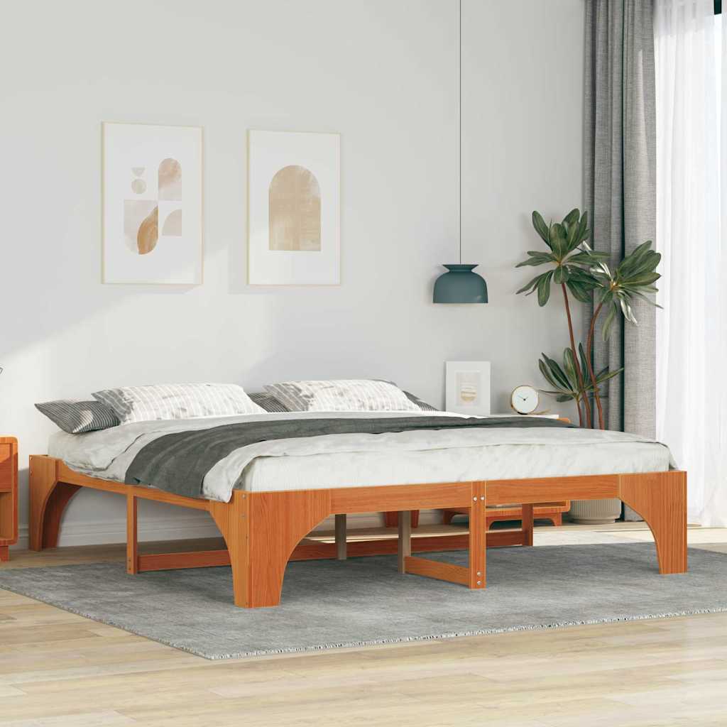 Bedframe met opslag Bruin 180 x 200 cm Massief grenenhout