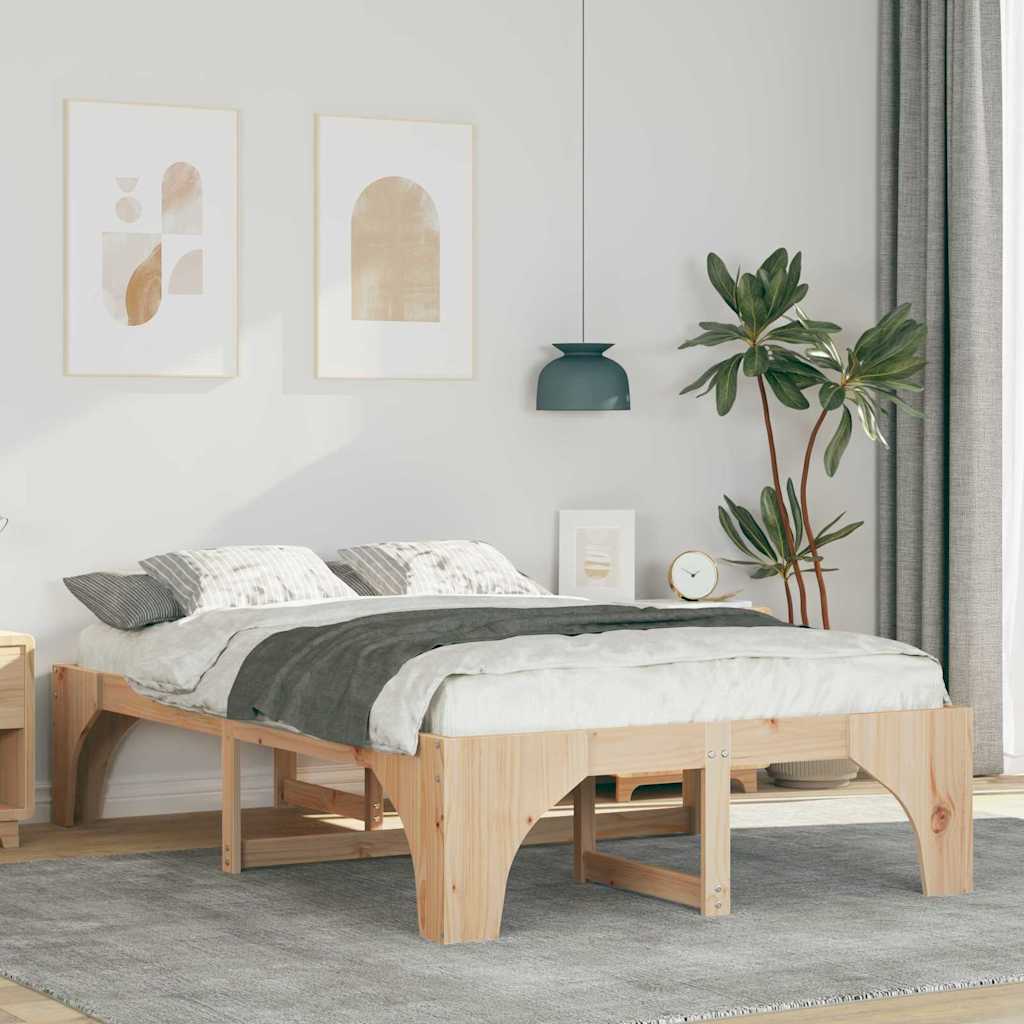 Bedframe met opslag Bruin 120 x 200 cm Massief grenenhout