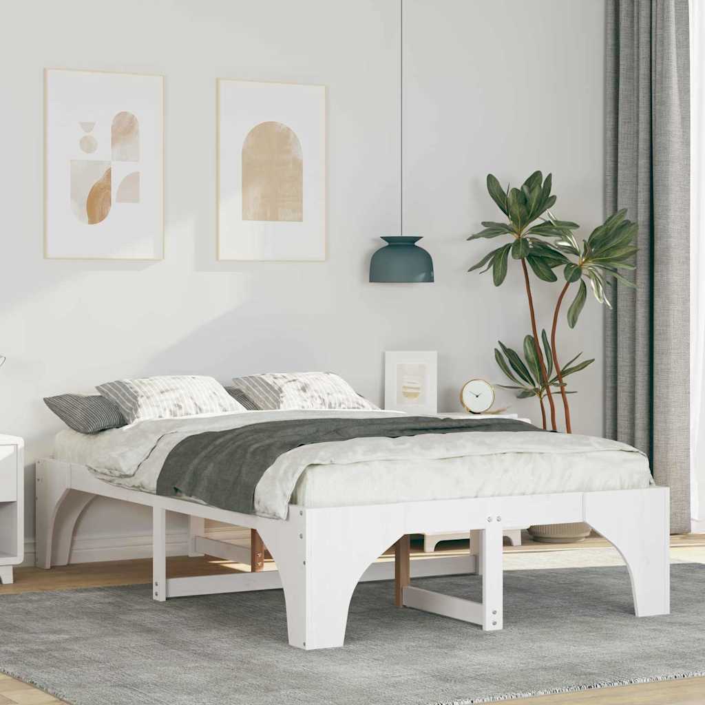 Bedframe met opslag Wit 120 x 200 cm Massief grenenhout