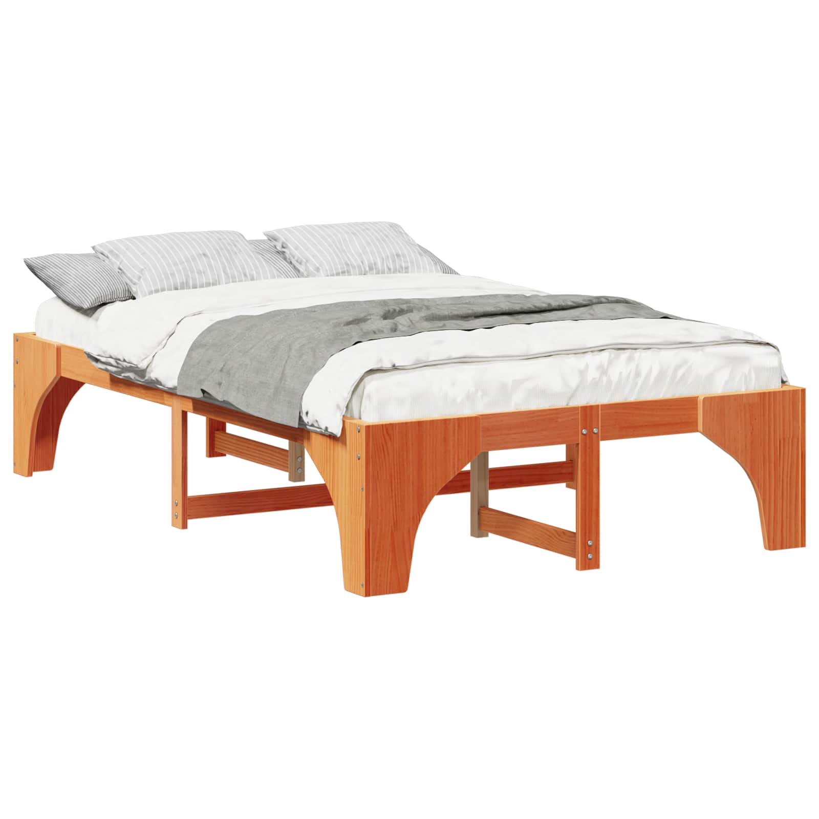Bedframe Bruin 135 x 190 cm Massief grenenhout image 2