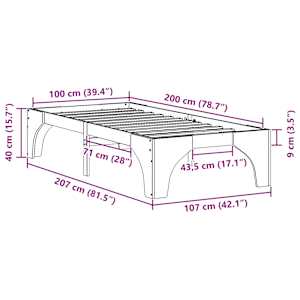Rám postele Hnědá 100 x 200 cm Masivní borové dřevo - obrázek 10