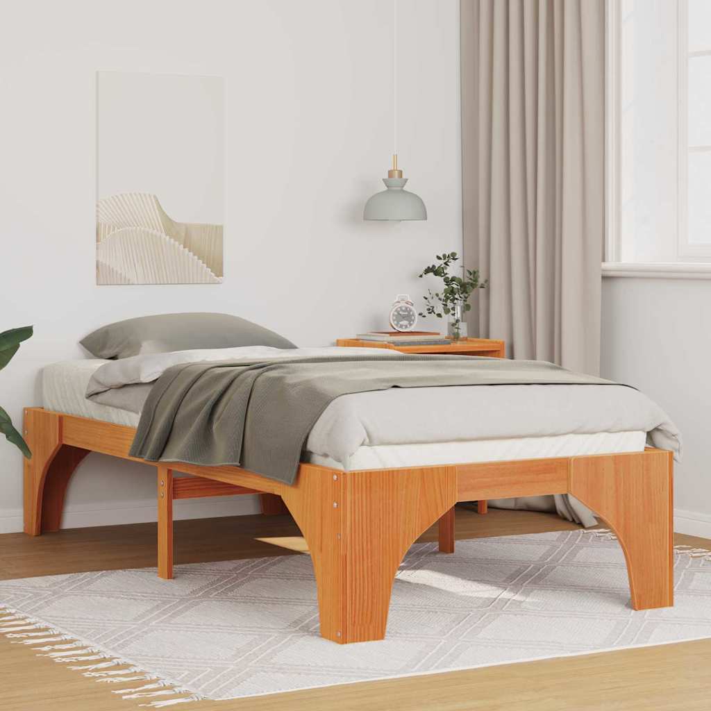 Bedframe met opslag Bruin 100 x 200 cm Massief grenenhout