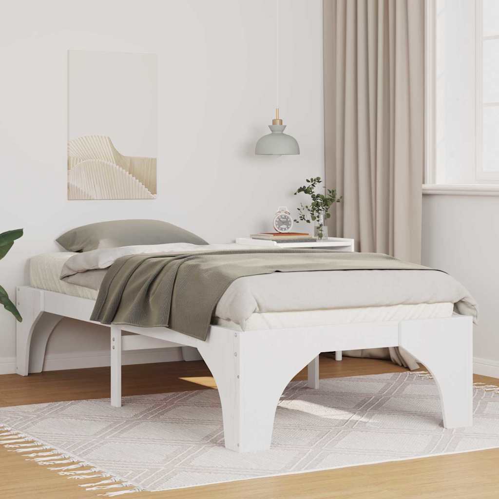 Bedframe met opslag Wit 90 x 200 cm Massief grenenhout