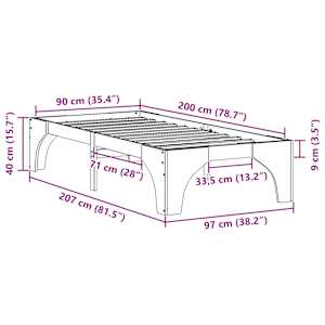Rám postele Bílá 90 x 200 cm Masivní borové dřevo - obrázek 10