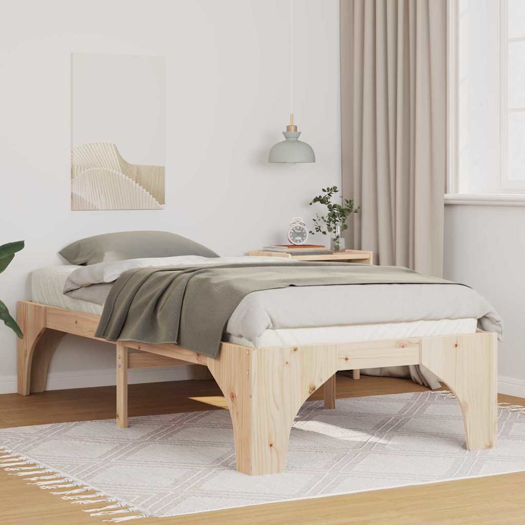 Bedframe met opslag Bruin 80 x 200 cm Massief grenenhout