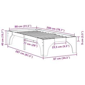 Rám postele Hnědá 80 x 200 cm Masivní borové dřevo - obrázek 10