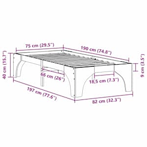 Rám postele Bílá 75 x 190 cm Masivní borové dřevo - obrázek 10