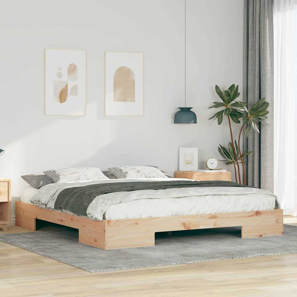 Põrandavoodiraam ladustamisega Pruun 180 x 200 cm Männipuit