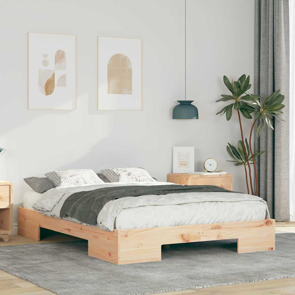 Bedframe met opslag Bruin 120 x 190 cm Massief grenenhout