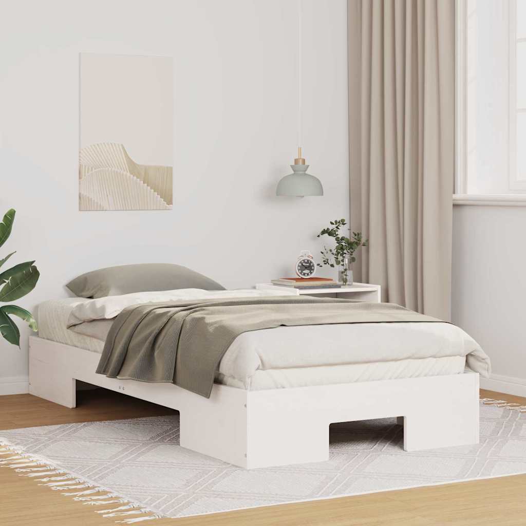 Bedframe met opslag Wit 80 x 200 cm Massief grenenhout