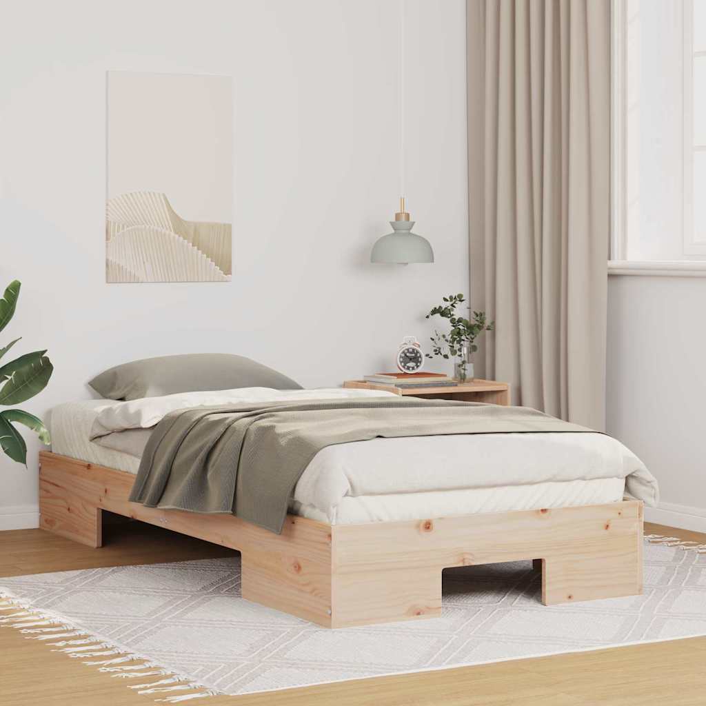Bedframe met opslag Bruin 90 x 190 cm Massief grenenhout