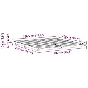 Rám postele Hnědá 200 x 200 cm Masivní borovicové dřevo - obrázek 10
