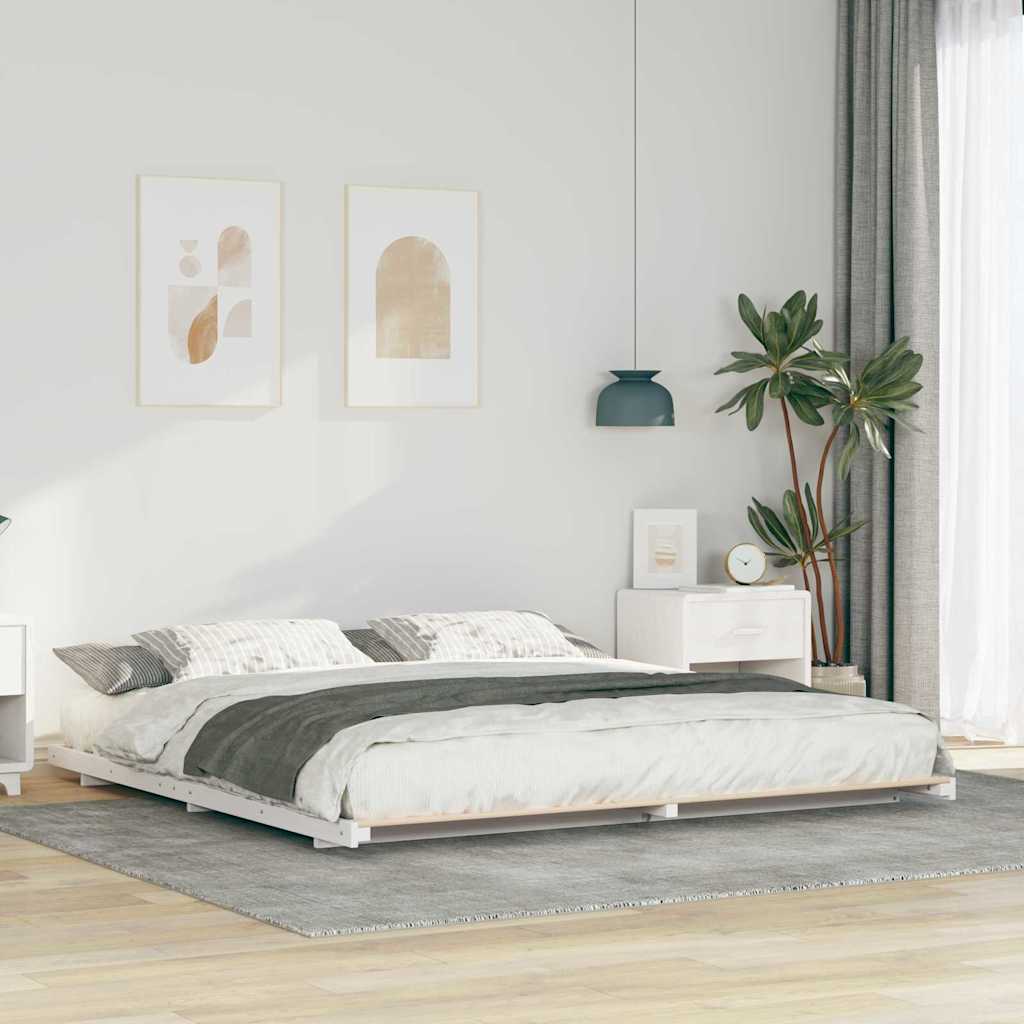 Põrandavoodiraam Valge 200 x 200 cm Männipuit