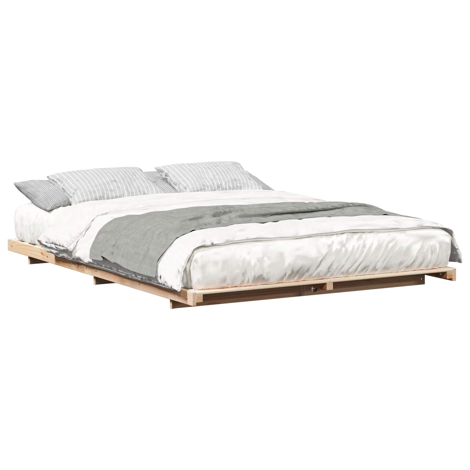 floor bed frame brown 160 x 200 cm pine solid wood