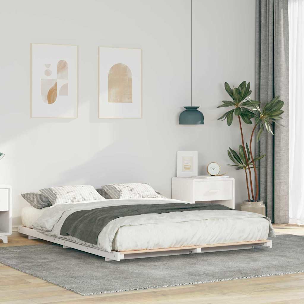 Bedframe Wit 160 x 200 cm Massief grenenhout