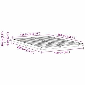 Rám postele Bílá 160 x 200 cm Masivní borovicové dřevo - obrázek 10