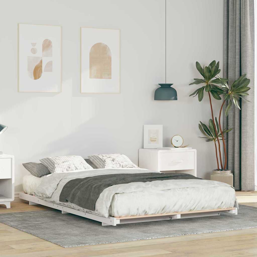 Bedframe Wit 140 x 190 cm Massief grenenhout