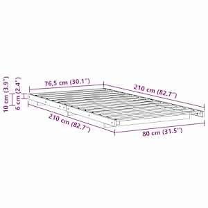 Rám postele Bílá 80 x 210 cm Masivní borovicové dřevo - obrázek 10