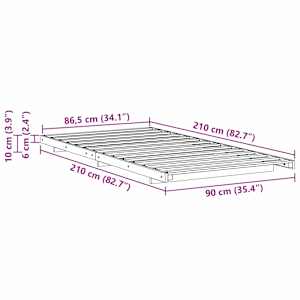 Rám postele Hnědá 90 x 210 cm Masivní borovicové dřevo - obrázek 10