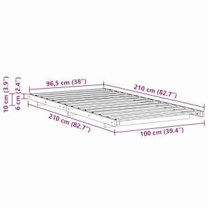 Rám postele Bílá 100 x 210 cm Masivní borovicové dřevo - obrázek 10