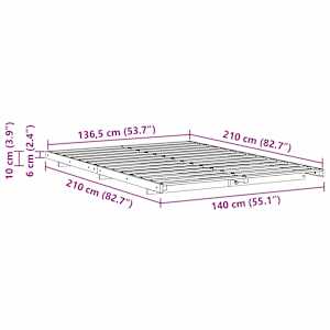 Rám postele Bílá 140 x 210 cm Masivní borovicové dřevo - obrázek 10