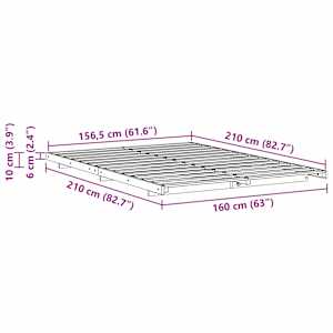 Rám postele Bílá 160 x 210 cm Masivní borovicové dřevo - obrázek 10