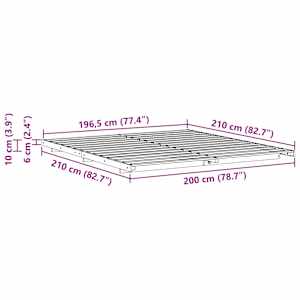 Rám postele Bílá 200 x 210 cm Masivní borovicové dřevo - obrázek 10