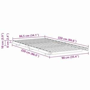 Rám postele Hnědá 90 x 220 cm Masivní borovicové dřevo - obrázek 10