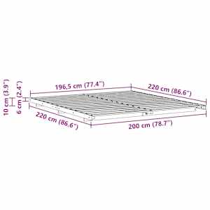 Rám postele Bílá 200 x 220 cm Masivní borovicové dřevo - obrázek 10