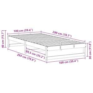 Rám postele Hnědá 100 x 200 cm Masivní borové dřevo - obrázek 10