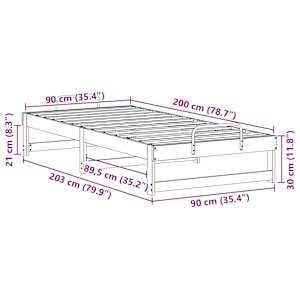 Rám postele Hnědá 90 x 200 cm Masivní borové dřevo - obrázek 10