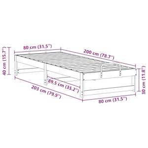 Rám postele Hnědá 80 x 200 cm Masivní borové dřevo - obrázek 10