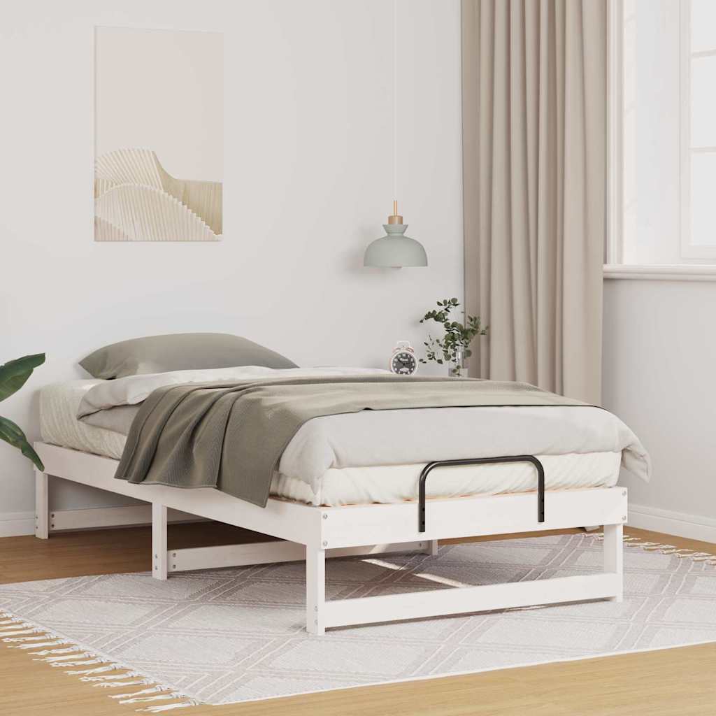 Voodiraam koos kandmisrakkudega Valge 75 x 190 cm Männipuit