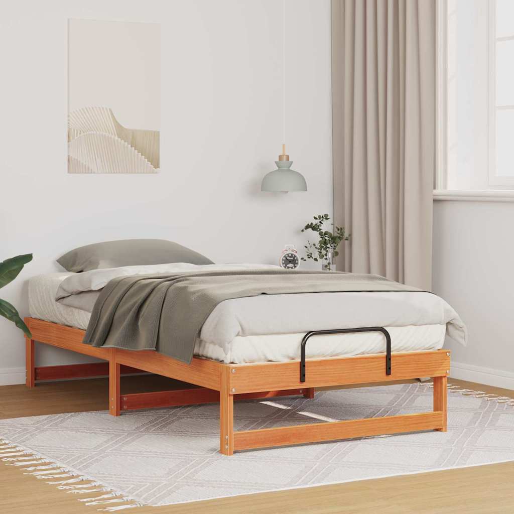 Voodiraam koos kandmisrakkudega Pruun 75 x 190 cm Männipuit