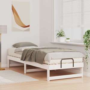 Rám postele Bílá 80 x 210 cm Masivní borové dřevo - obrázek 3
