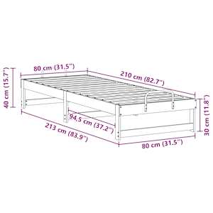 Rám postele Hnědá 80 x 210 cm Masivní borové dřevo - obrázek 10