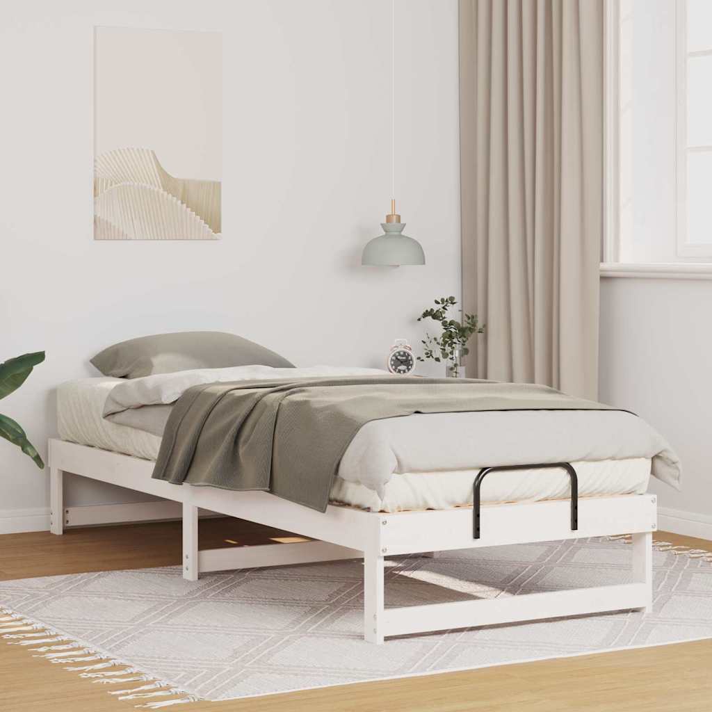 Voodiraam koos kandmisrakkudega Valge 90 x 210 cm Männipuit