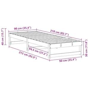 Rám postele Hnědá 90 x 210 cm Masivní borové dřevo - obrázek 10