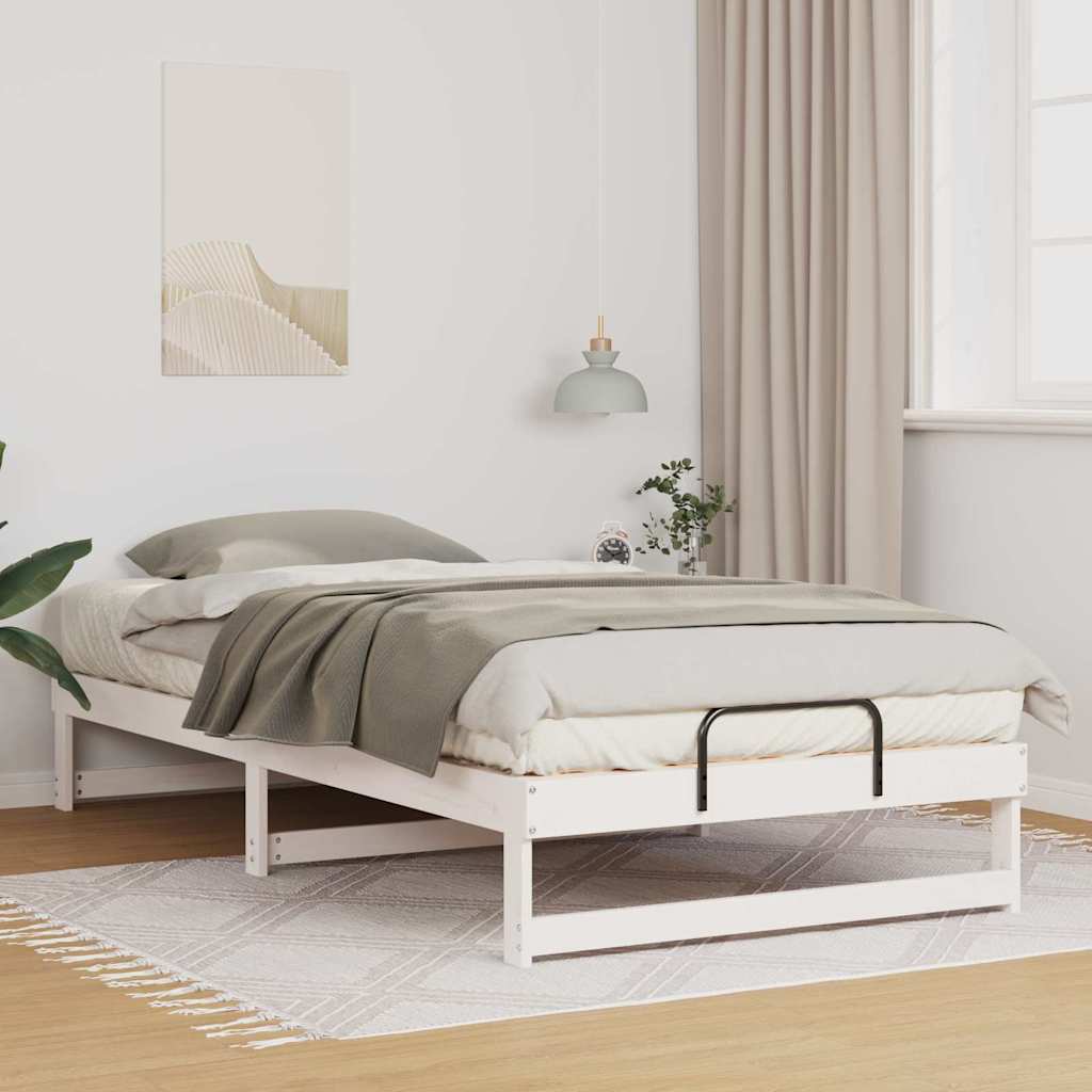 Voodiraam koos kandmisrakkudega Valge 100 x 210 cm Männipuit