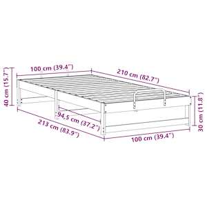 Rám postele Bílá 100 x 210 cm Masivní borové dřevo - obrázek 10
