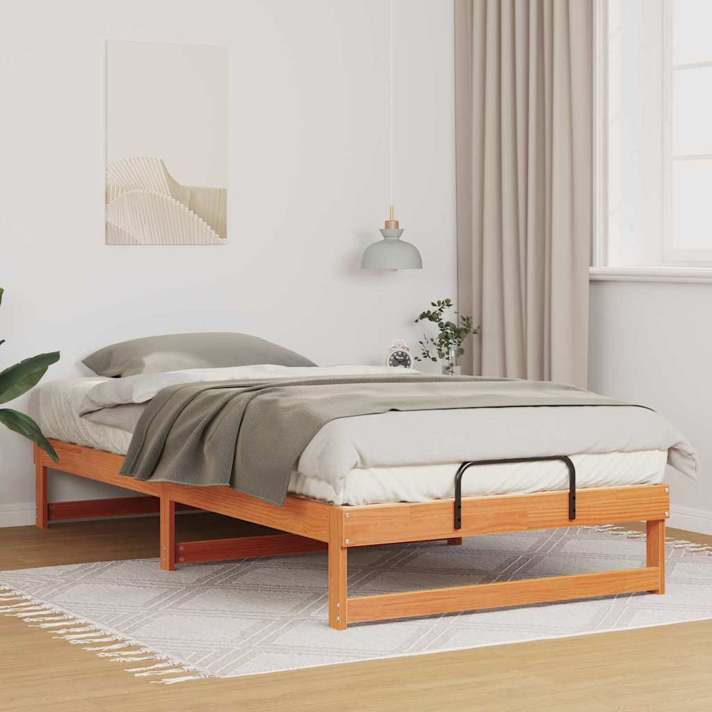 Voodiraam koos kandmisrakkudega Pruun 100 x 210 cm Männipuit