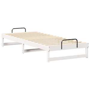 Rám postele Bílá 80 x 220 cm Masivní borové dřevo - obrázek 7