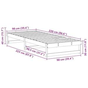 Rám postele Hnědá 90 x 220 cm Masivní borové dřevo - obrázek 10