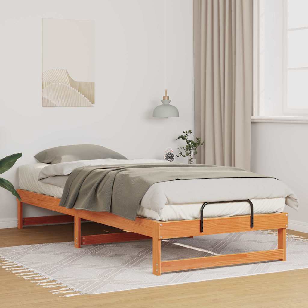 Voodiraam koos kandmisrakkudega Pruun 90 x 220 cm Männipuit
