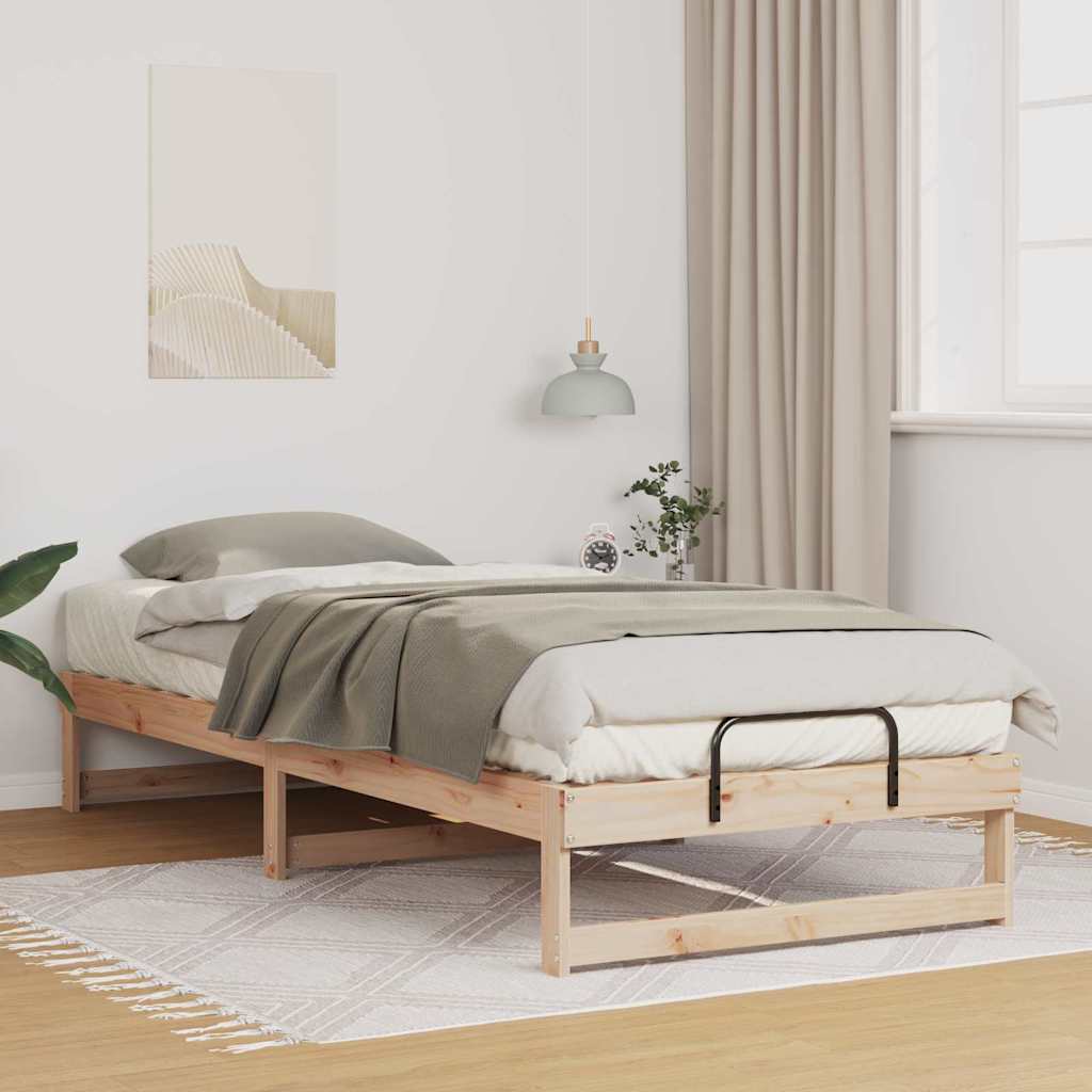 Voodiraam koos kandmisrakkudega Pruun 100 x 220 cm Männipuit