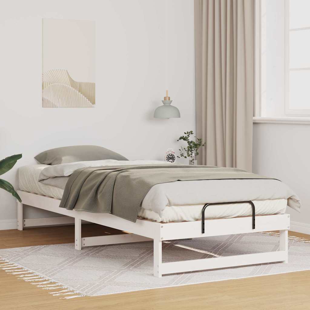 Voodiraam koos kandmisrakkudega Valge 100 x 220 cm Männipuit