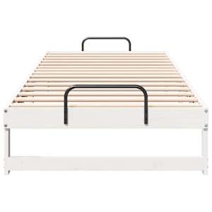 Rám postele Bílá 100 x 220 cm Masivní borové dřevo - obrázek 5