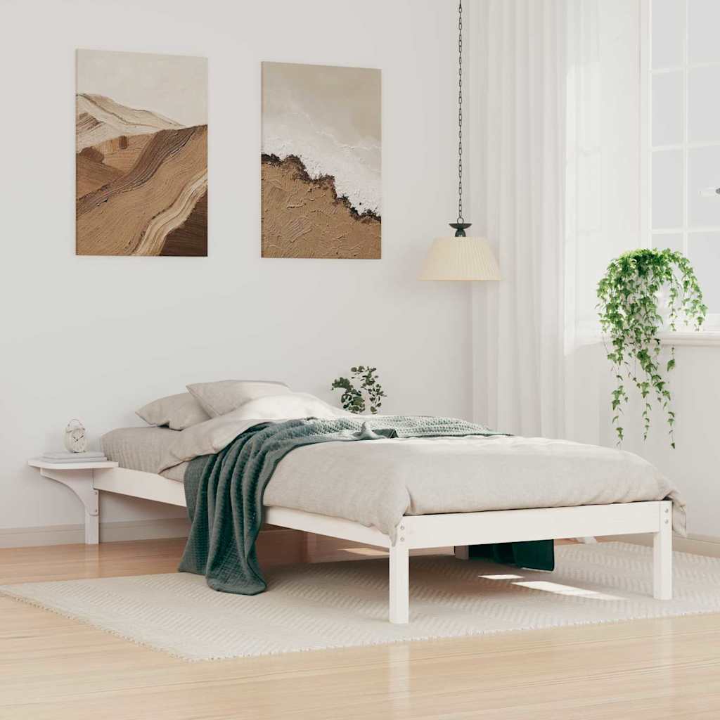 vidaXL Bettgestell mit Nachttischen Weiß 80 x 210 cm