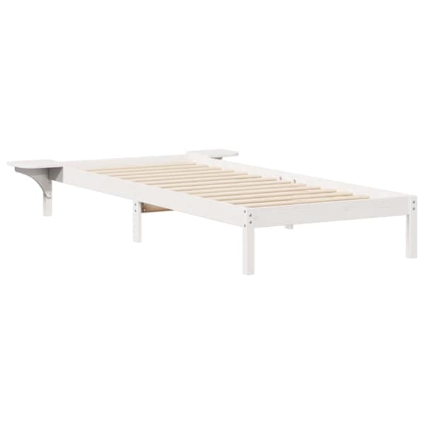 vidaXL Voodi raam koos k&uuml;lglaudadega Valge 80 x 210 cm Tahke m&auml;nd