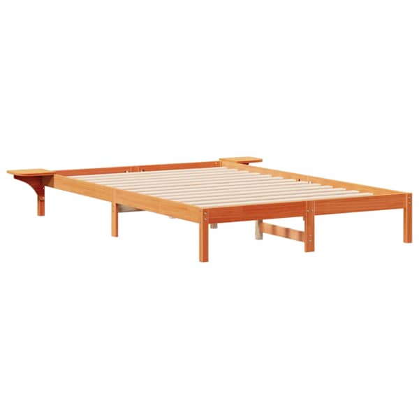 vidaXL Voodi raam koos k&uuml;lglaudadega Vahapruun 140 x 210 cm Tahke m&auml;nd